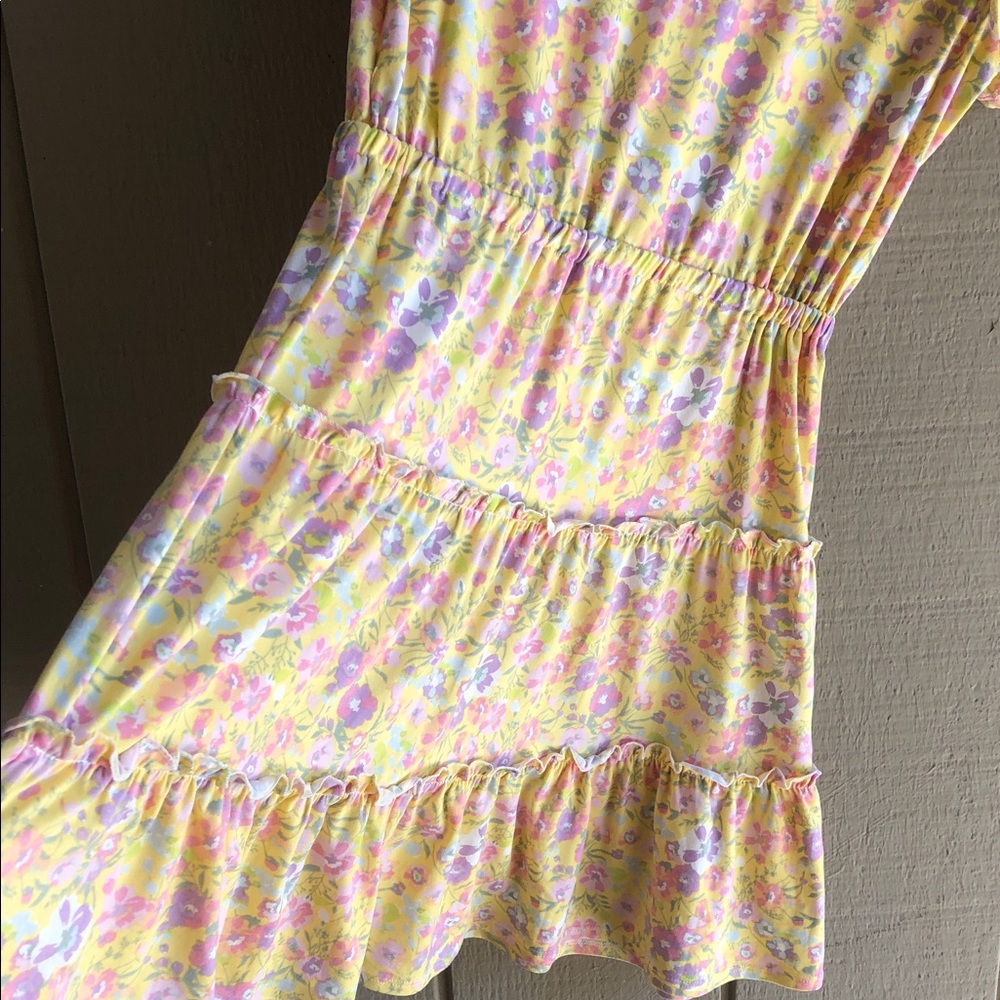 BCBGirls Yellow Floral Ruffle Dress - Picture 3 of 6